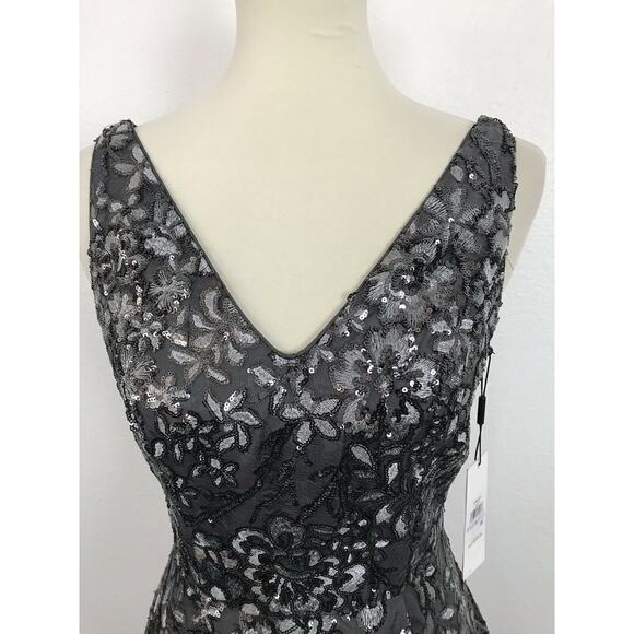 NWT Calvin Klein Floral Sequin Asymmetrical Dress size 6 Prom Wedding Guest - Picture 2 of 12